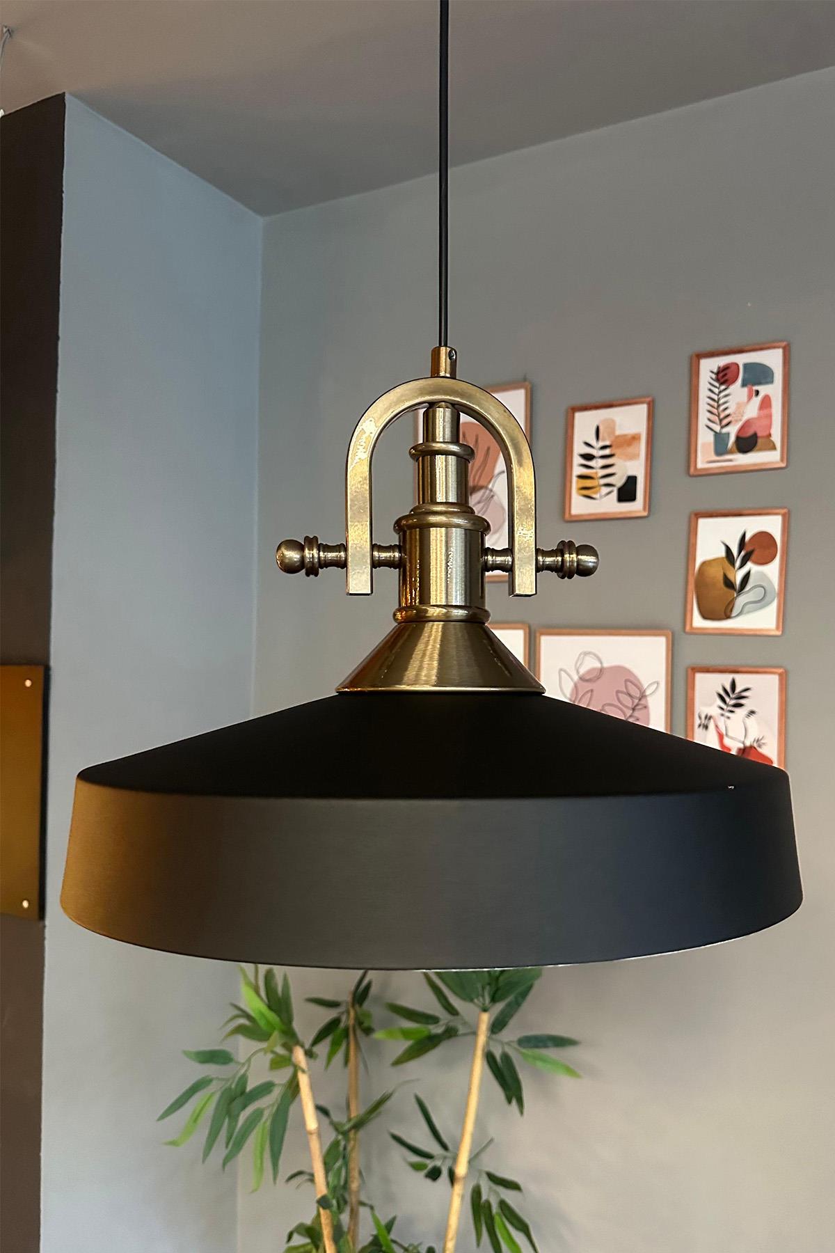 Açe Siyah Tekli Gemici Eskitme Başlık Avize Retro Sarkıt Ofis Showroom Salon Mutfak Avizeleri