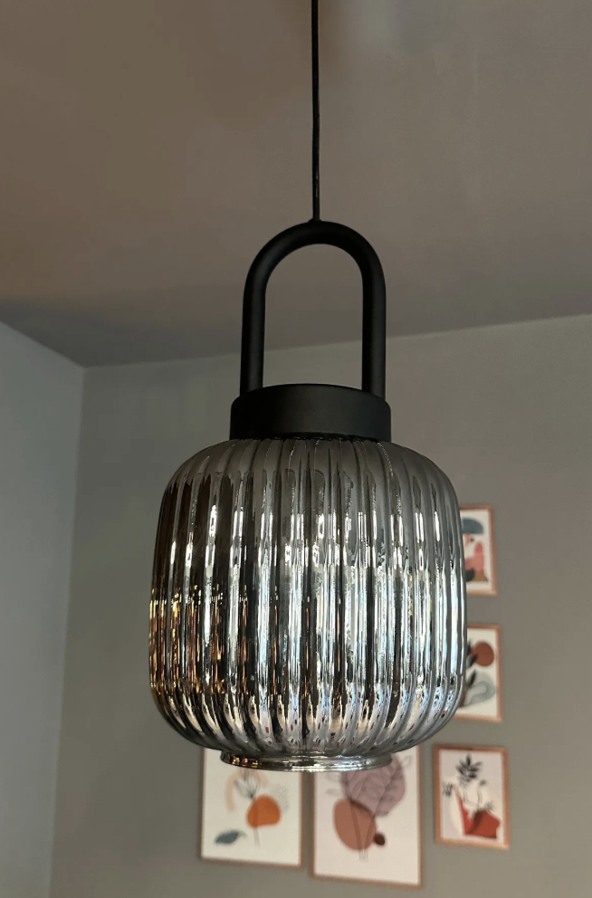 Bag Füme Cam Tekli Avize Eskitme Kilit Başlık Retro Sarkıt Lamba Restoran Salon Aydınlatma