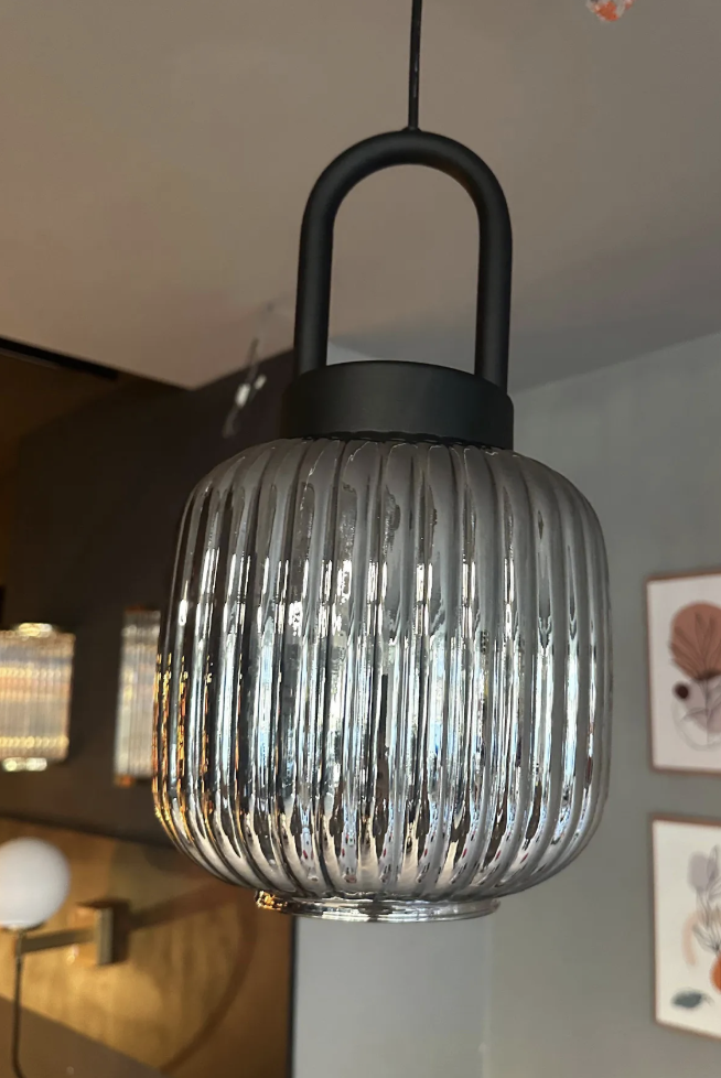 Bag Füme Cam Tekli Avize Eskitme Kilit Başlık Retro Sarkıt Lamba Restoran Salon Aydınlatma