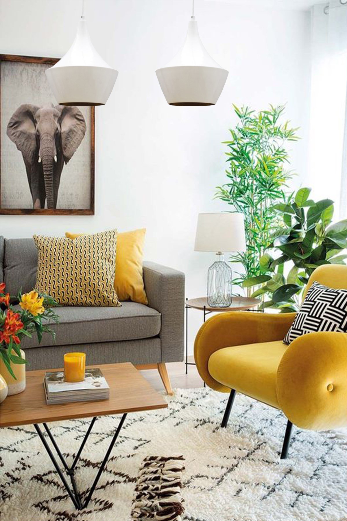 Bamyum Bombeli Beyaz Sarkıt Avize