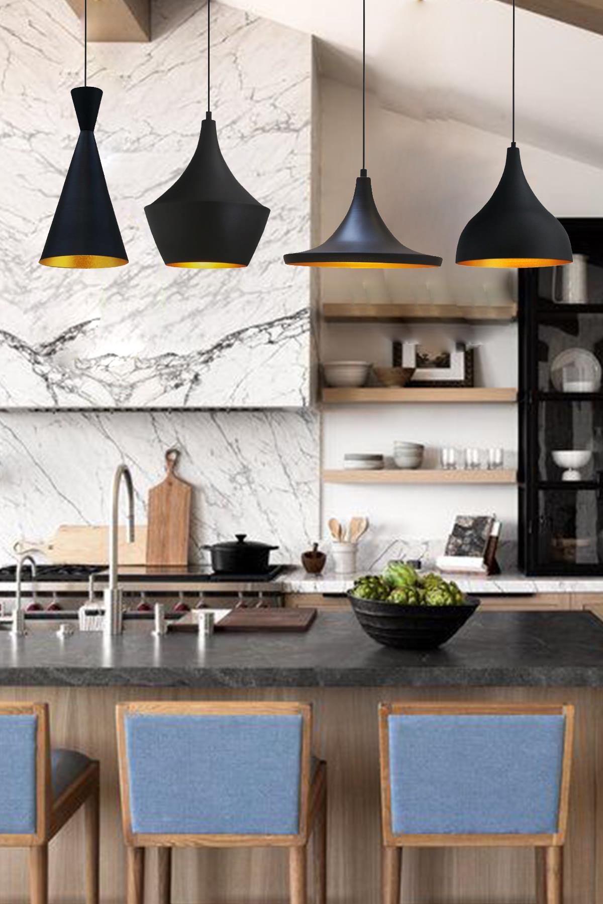 Bamyum Dörtlü Magna Avize Sarkıt Yemek masası Üstü İç Mekan Pastane Ofis Modern Otel Restoran