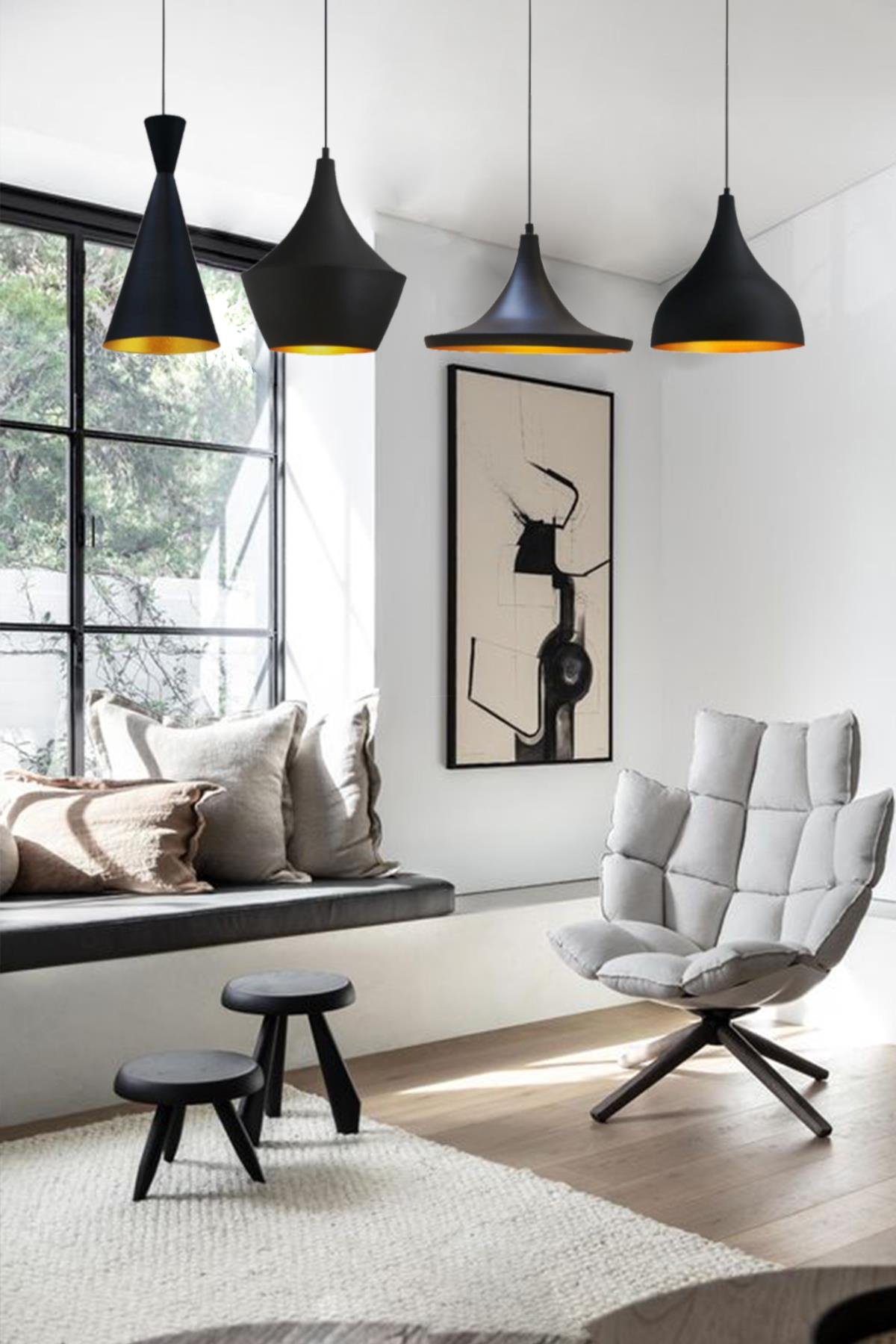 Bamyum Dörtlü Magna Avize Sarkıt Yemek masası Üstü İç Mekan Pastane Ofis Modern Otel Restoran