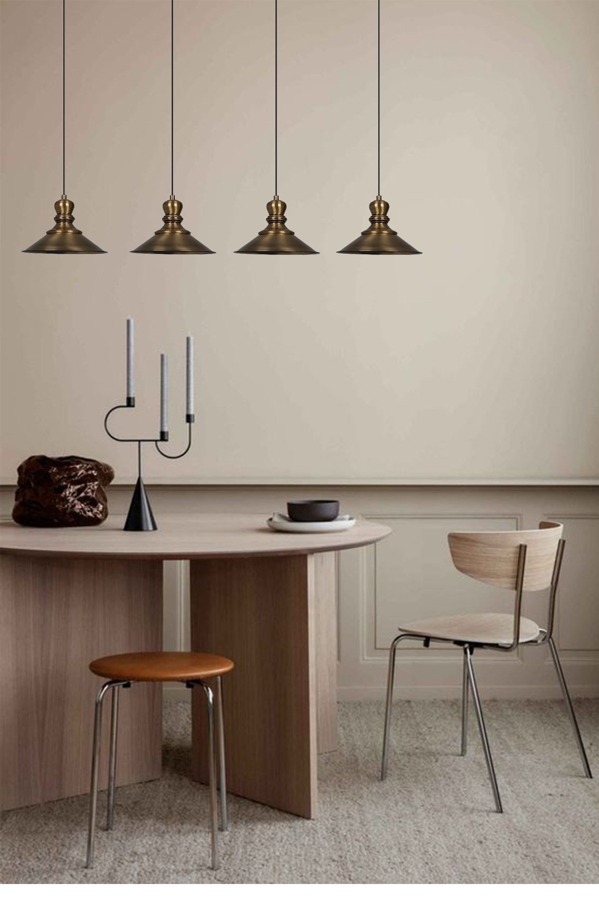 Bamyum Dörtlü Nantes Eskitme Rengi Metal Sarkıt Avize  Lamba Rustik Vintage Iç Mekan Ofis Cafe