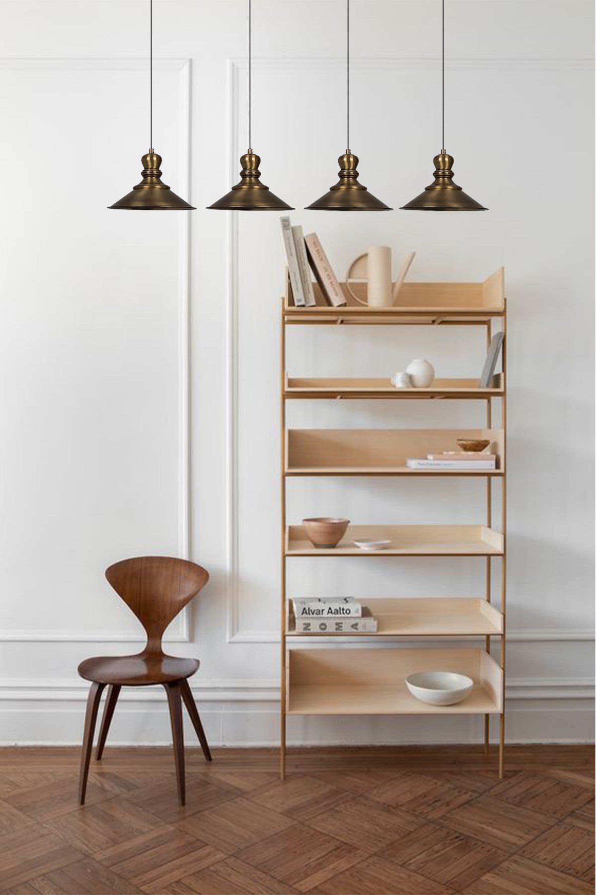 Bamyum Dörtlü Nantes Eskitme Rengi Metal Sarkıt Avize  Lamba Rustik Vintage Iç Mekan Ofis Cafe