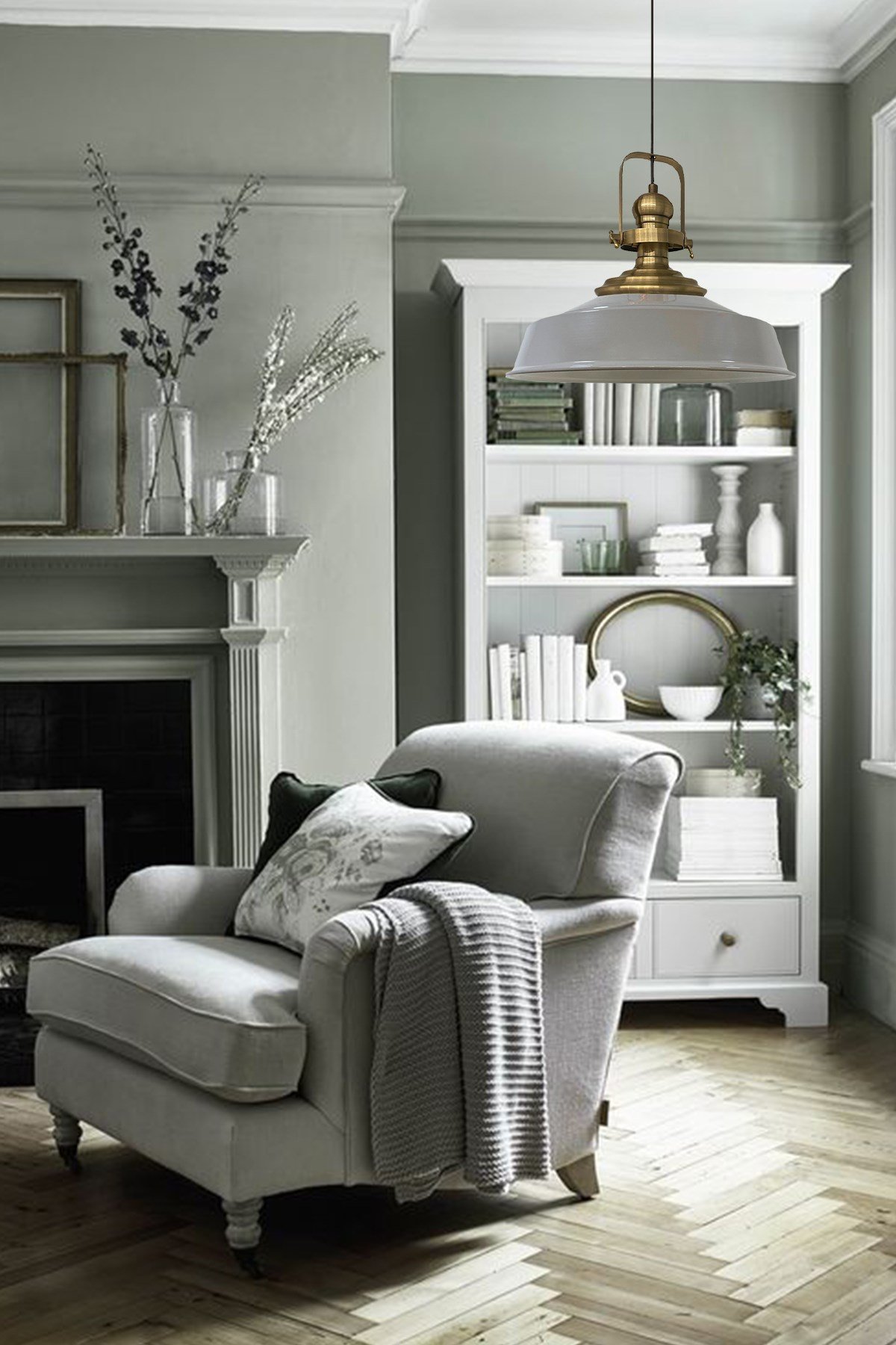 Bamyum Gri Asaletli Tekli Avize Eskitme Başlık Retro Sarkıt Lamba Restoran Cafe Salon Avizeleri