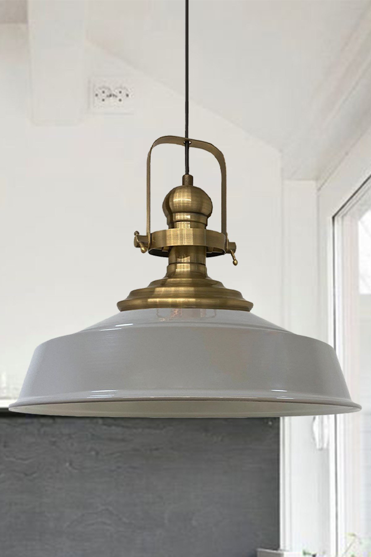 Bamyum Gri Asaletli Tekli Avize Eskitme Başlık Retro Sarkıt Lamba Restoran Cafe Salon Avizeleri