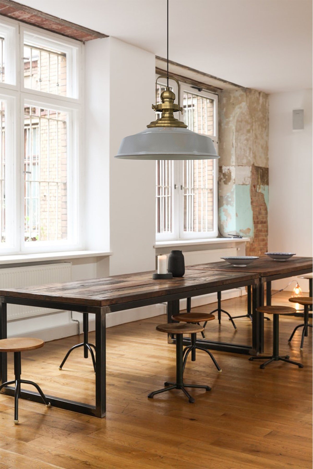 Bamyum Gri Asaletli Tekli Avize Eskitme Başlık Retro Sarkıt Lamba Restoran Cafe Salon Avizeleri