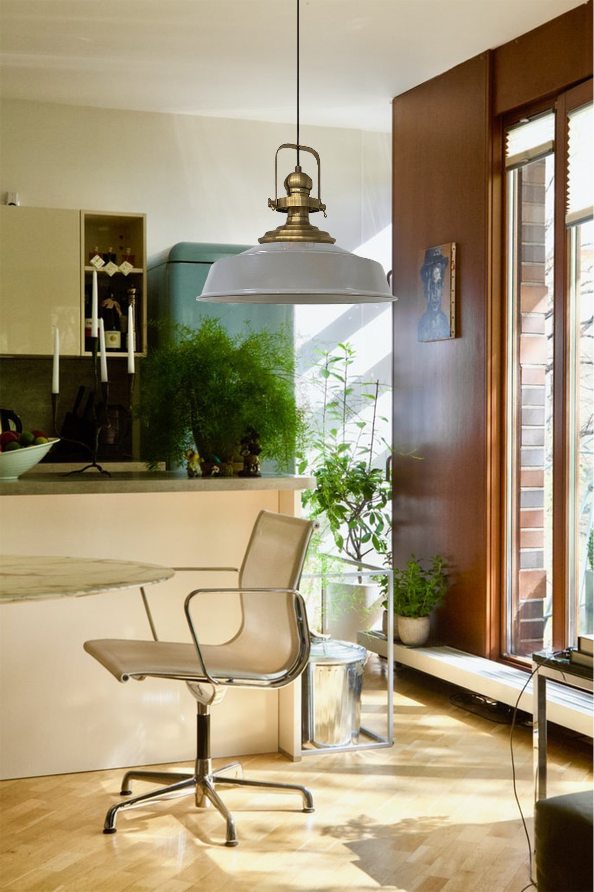 Bamyum Gri Asaletli Tekli Avize Eskitme Başlık Retro Sarkıt Lamba Restoran Cafe Salon Avizeleri