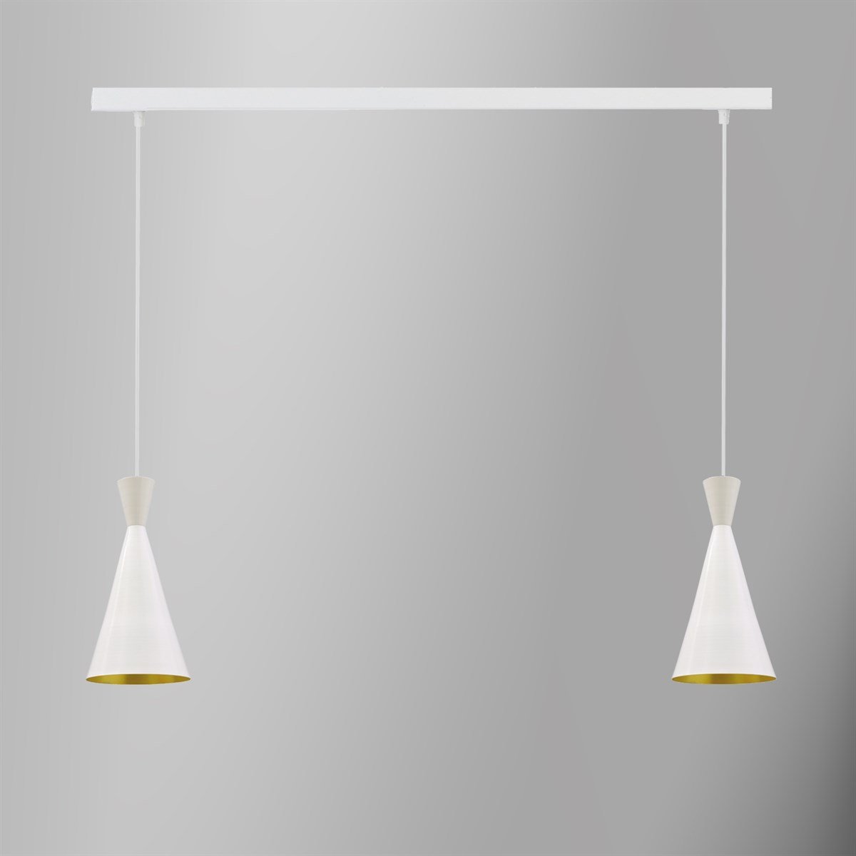 Bamyum İkili Beyaz İnce Avize