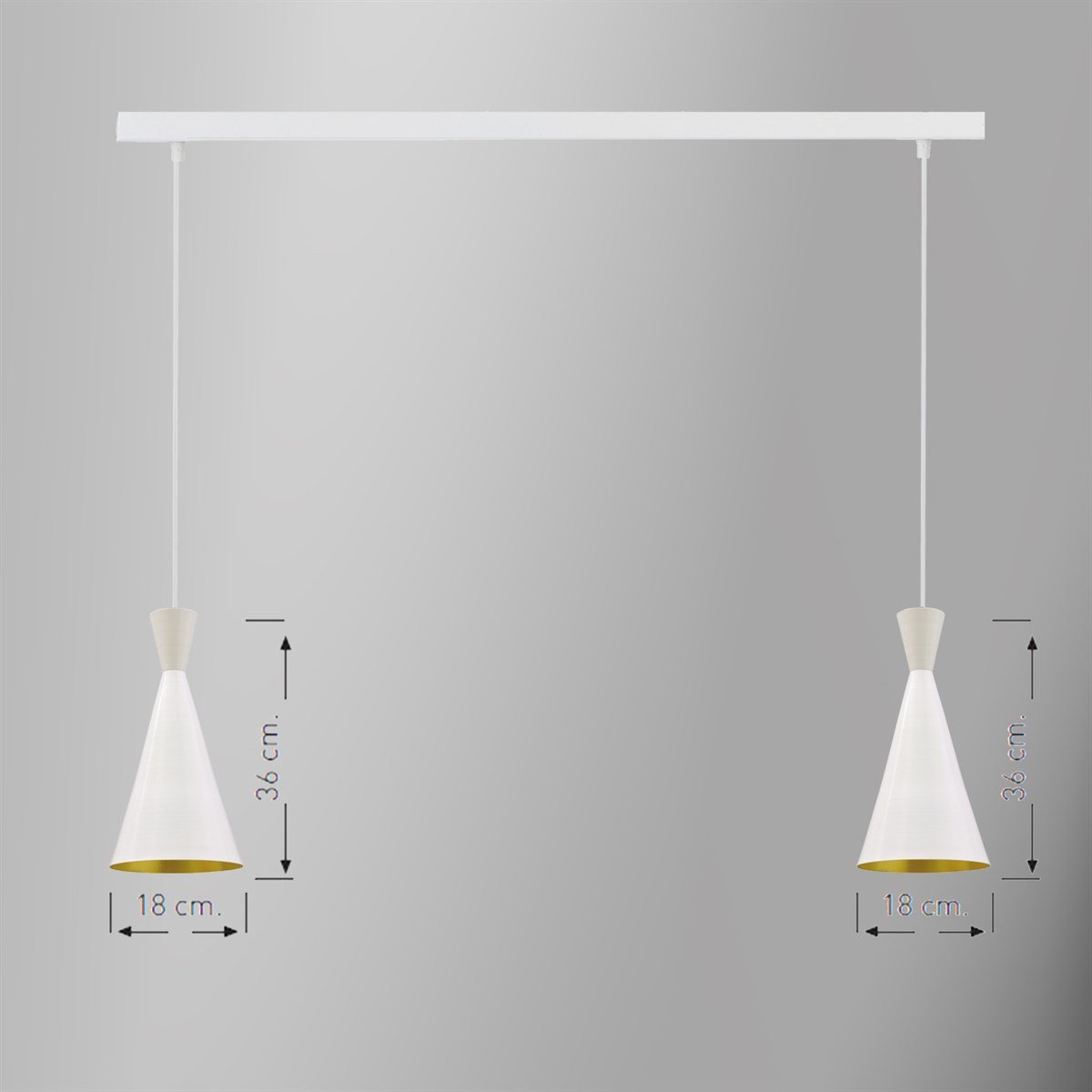 Bamyum İkili Beyaz İnce Avize