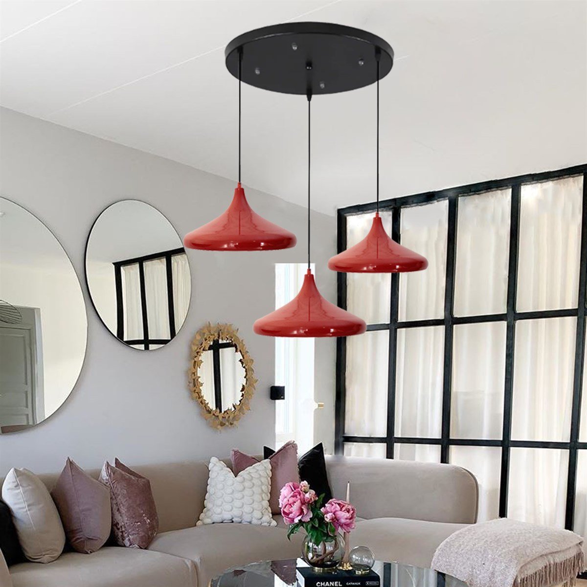 Bamyum İkili Champion Circle Kırmızı Avize