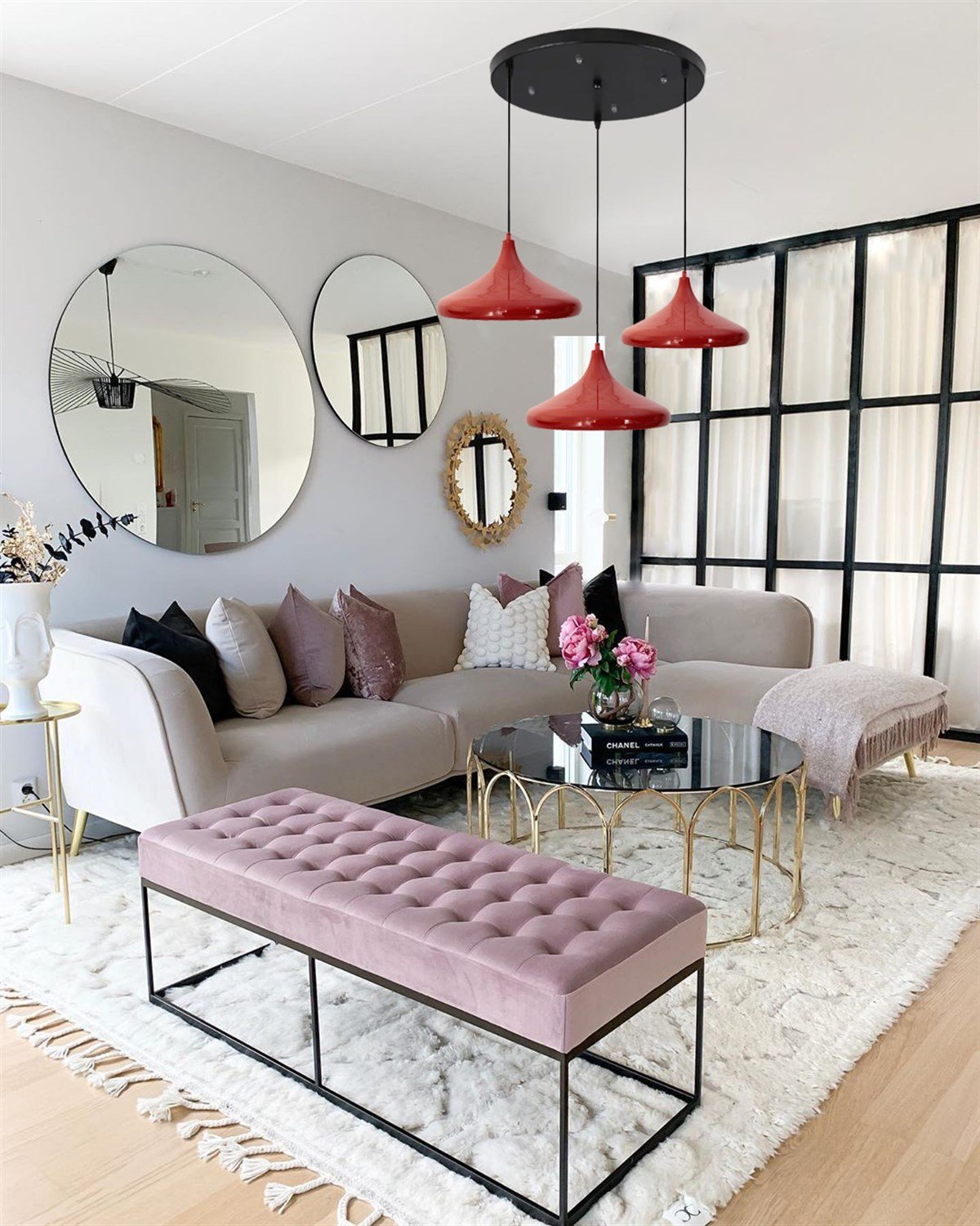 Bamyum İkili Champion Circle Kırmızı Avize