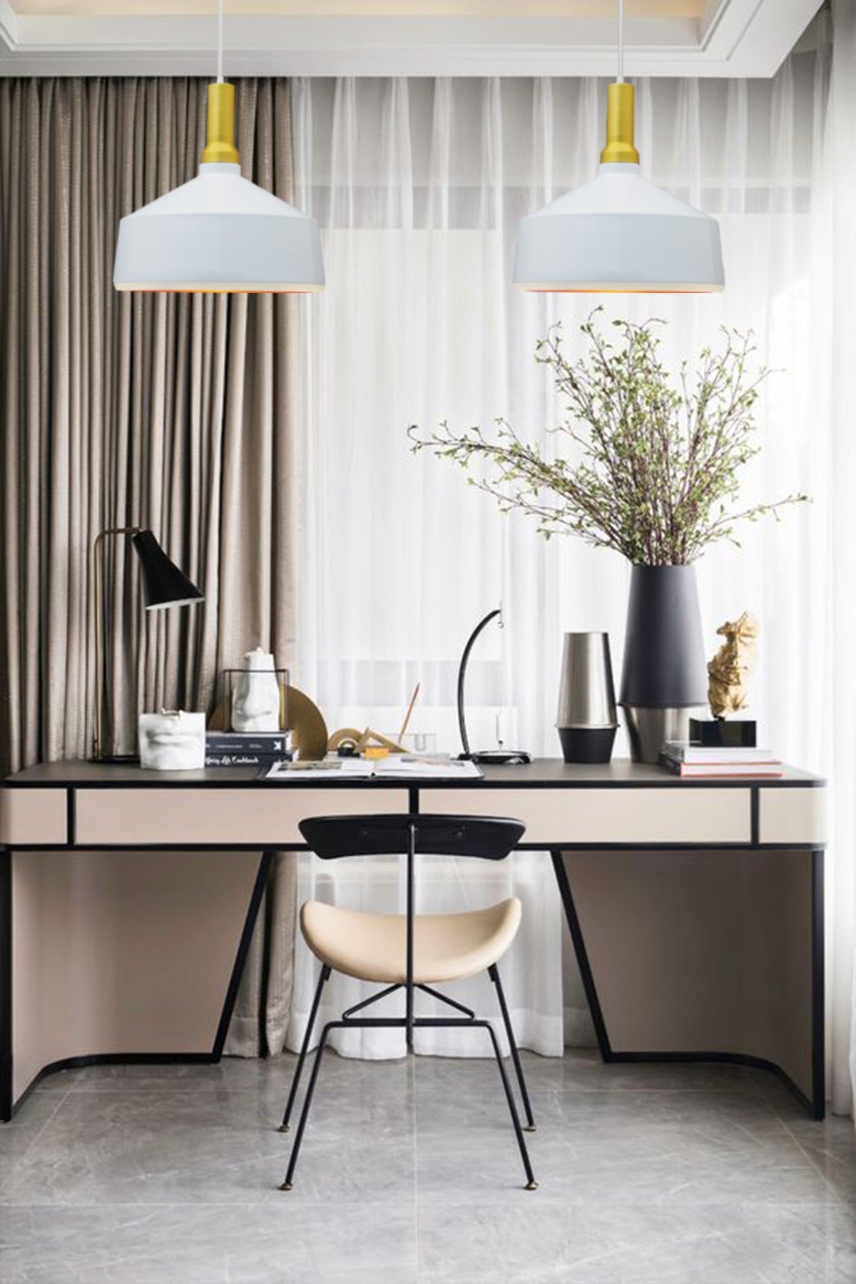 Bamyum İkili Geniş Beyaz Avize