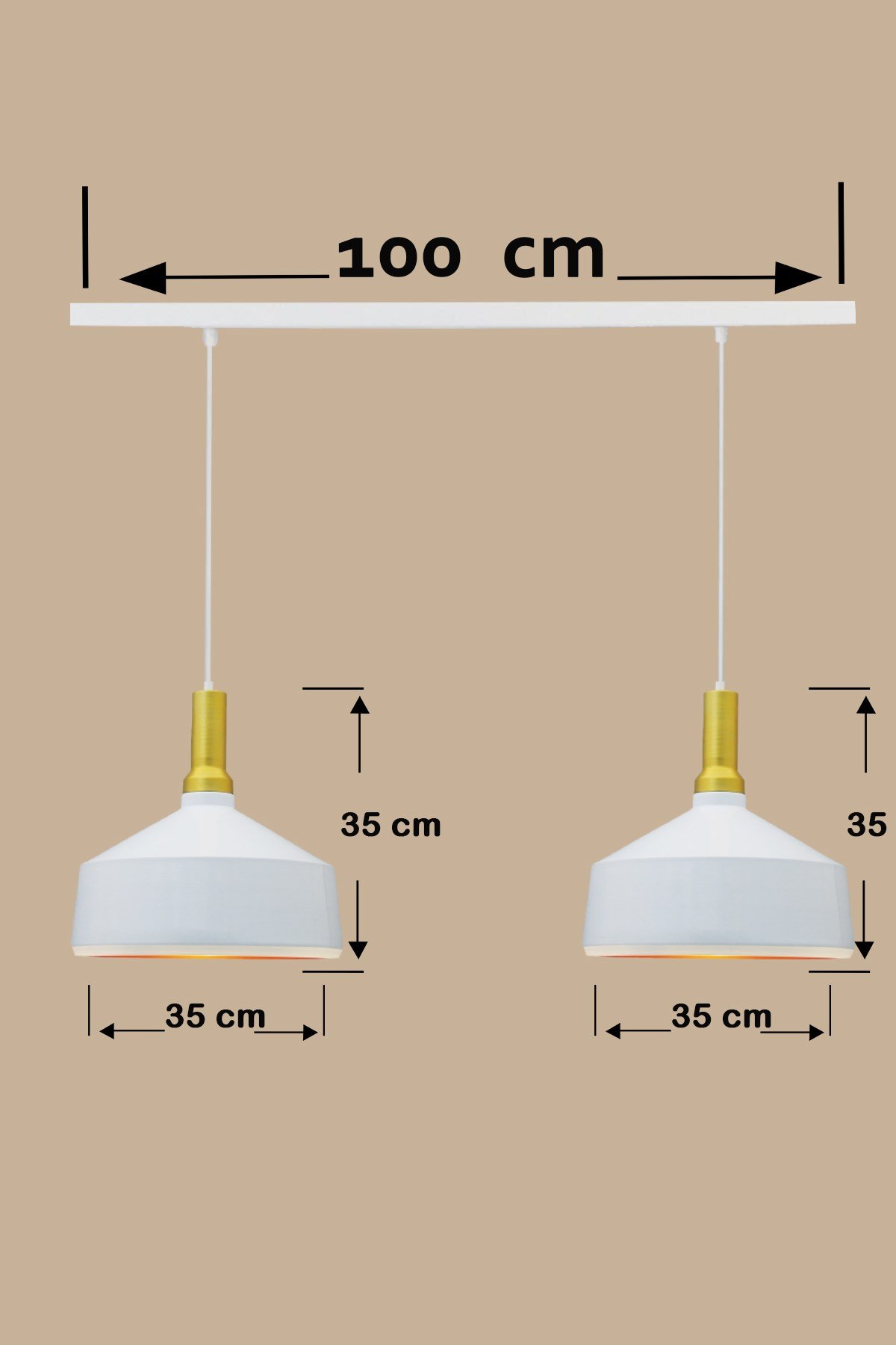 Bamyum İkili Geniş Beyaz Avize