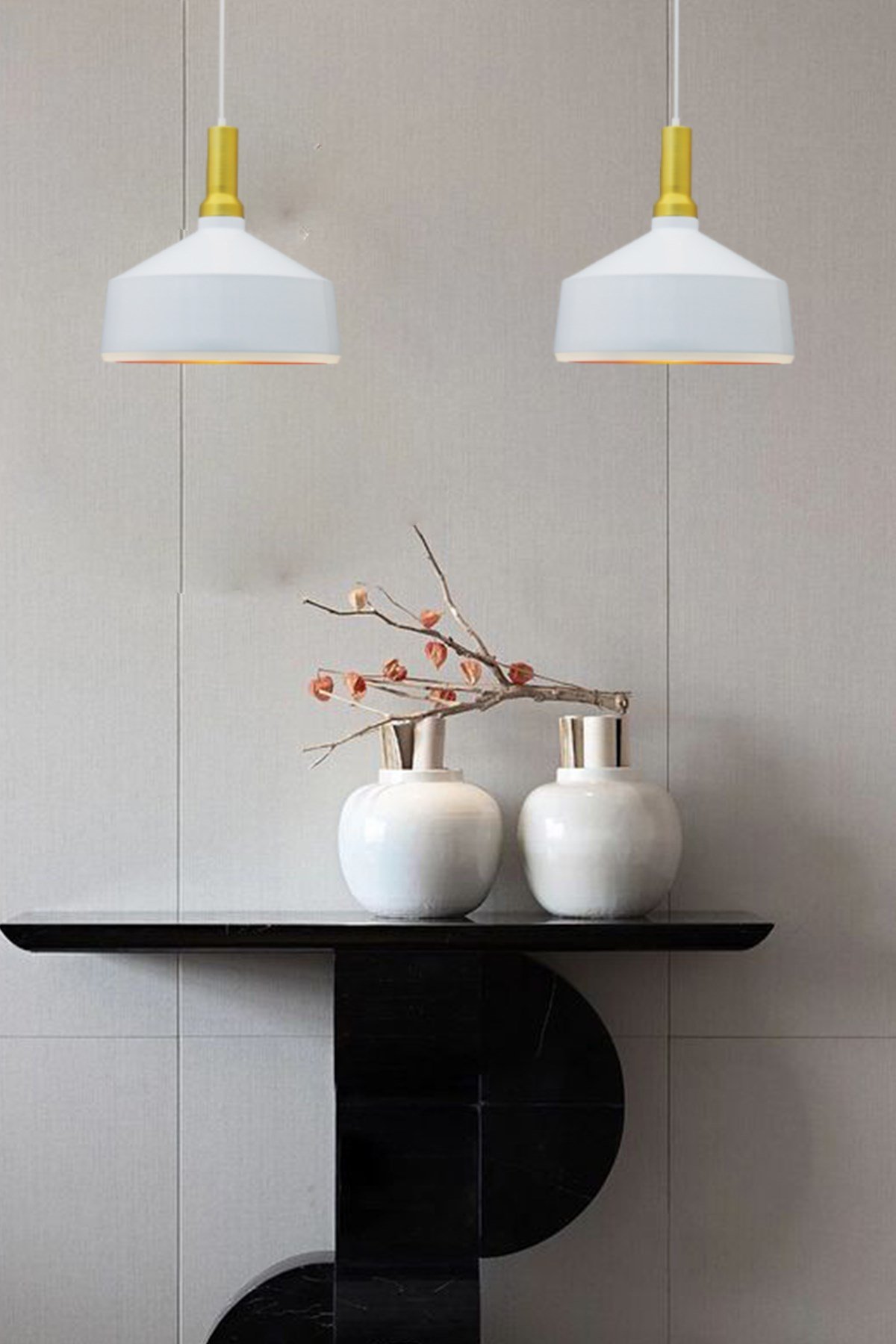 Bamyum İkili Geniş Beyaz Avize