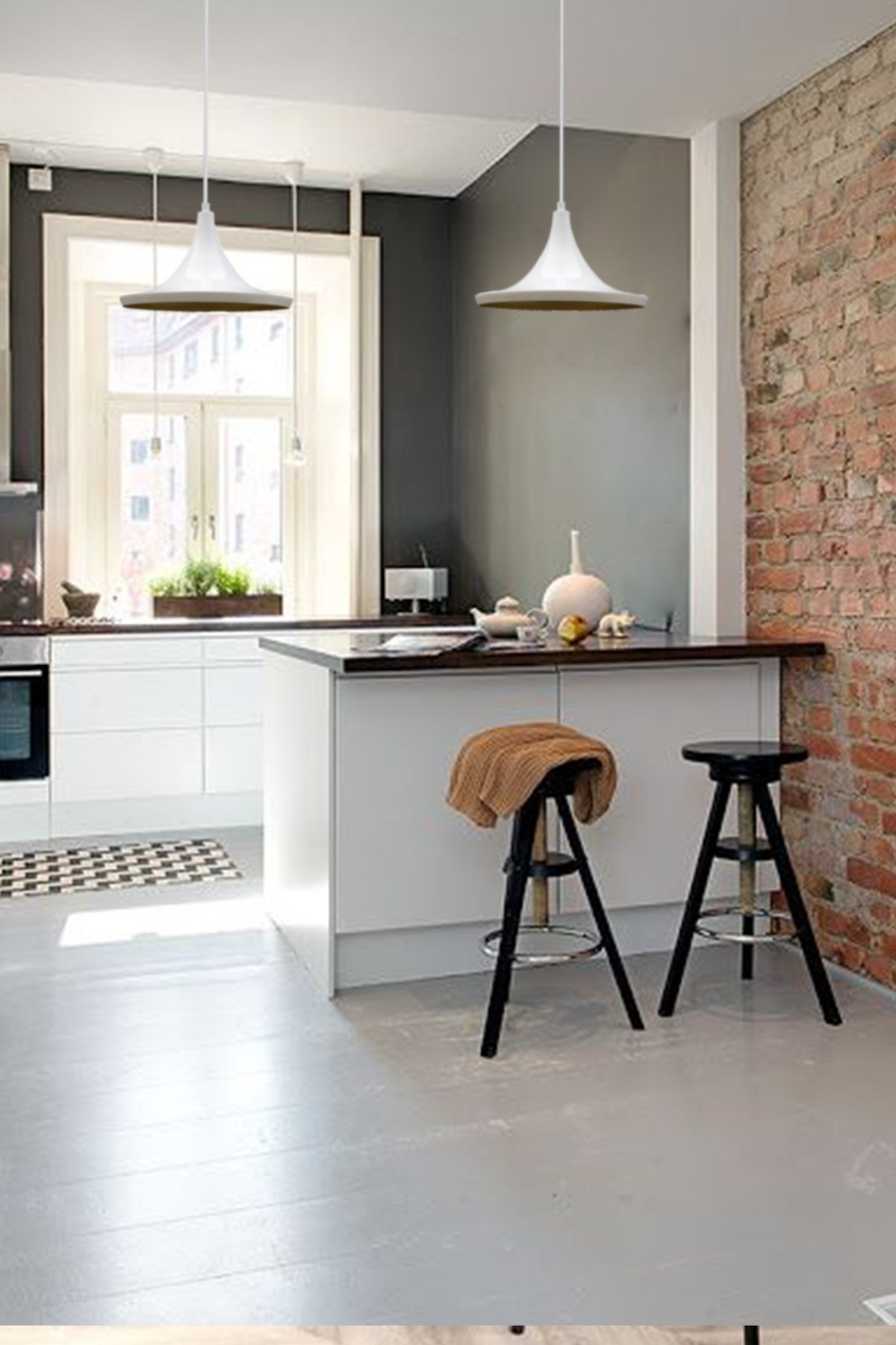 Bamyum İkili Geniş Beyaz Sarkıt Avize