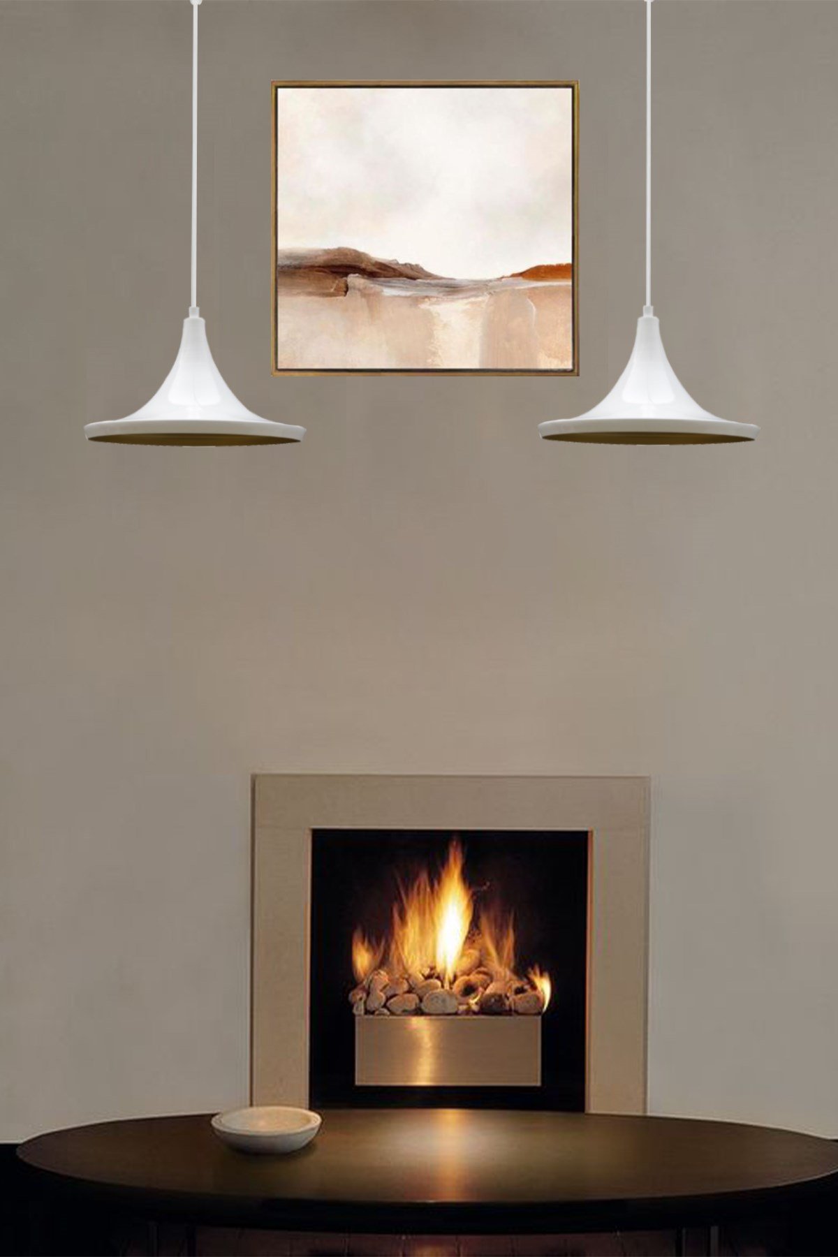 Bamyum İkili Geniş Beyaz Sarkıt Avize