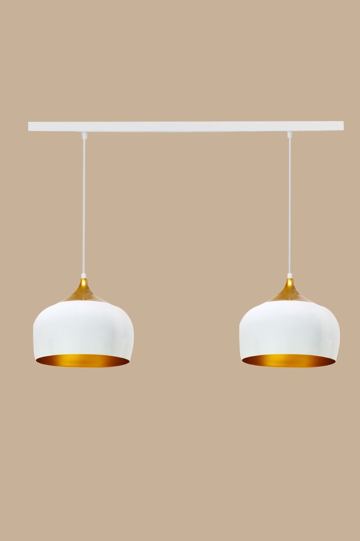 Bamyum İkili Geniş Çember Beyaz Avize