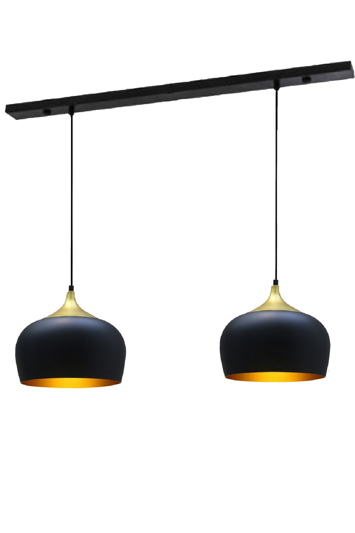 Bamyum İkili Geniş Çember Siyah Avize