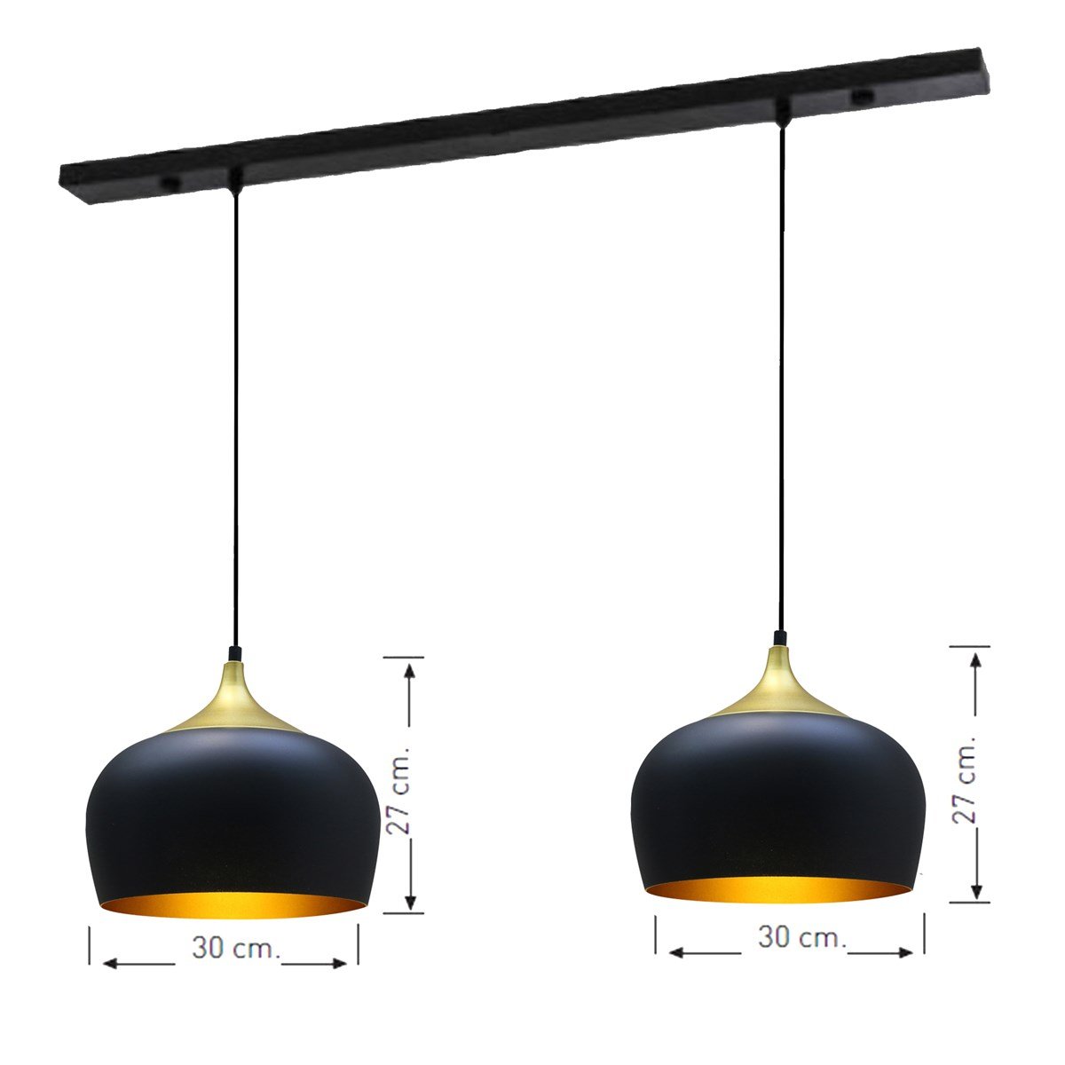 Bamyum İkili Geniş Çember Siyah Avize