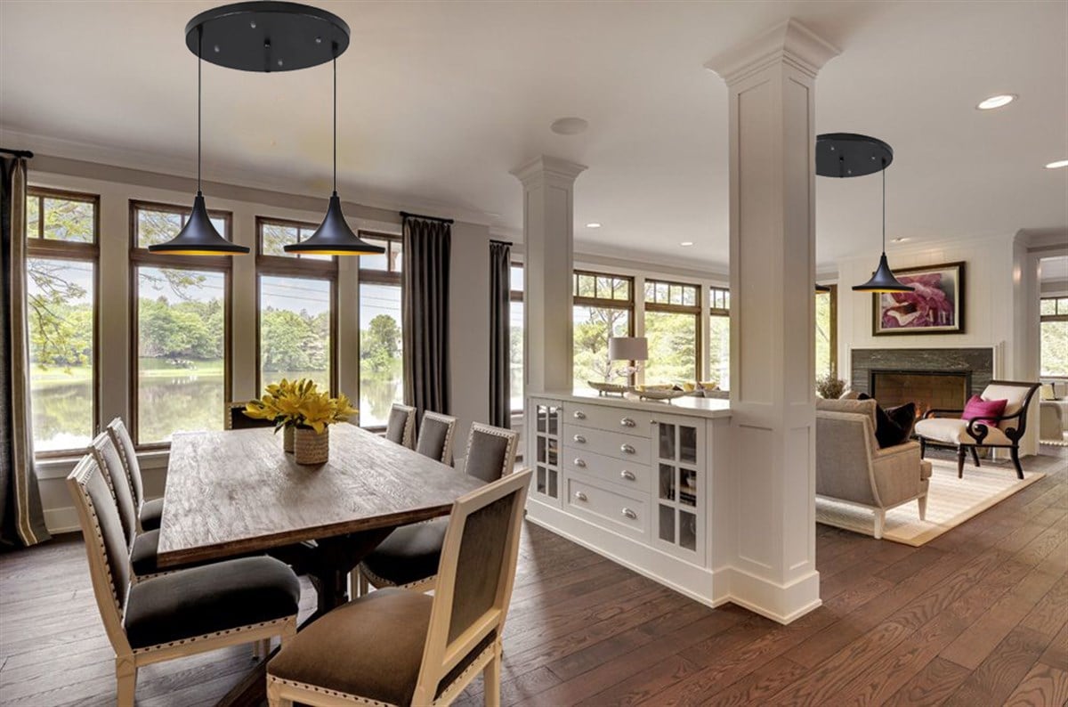 Bamyum İkili Geniş Circle Siyah Sarkıt Avize