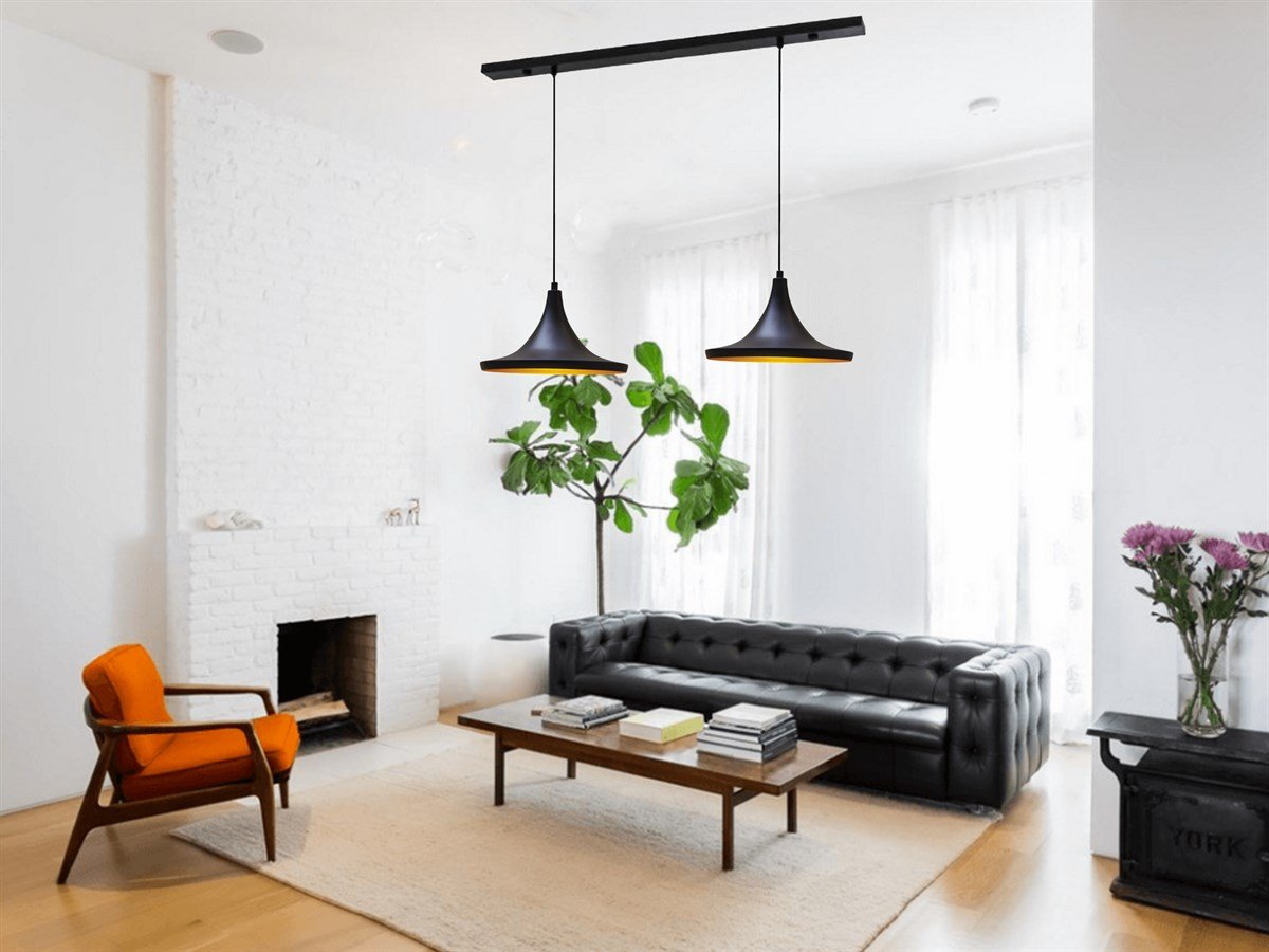 Bamyum İkili Geniş Siyah Sarkıt Avize