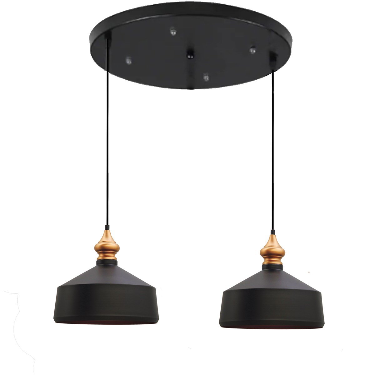 Bamyum İkili Köşeli Circle Siyah Avize