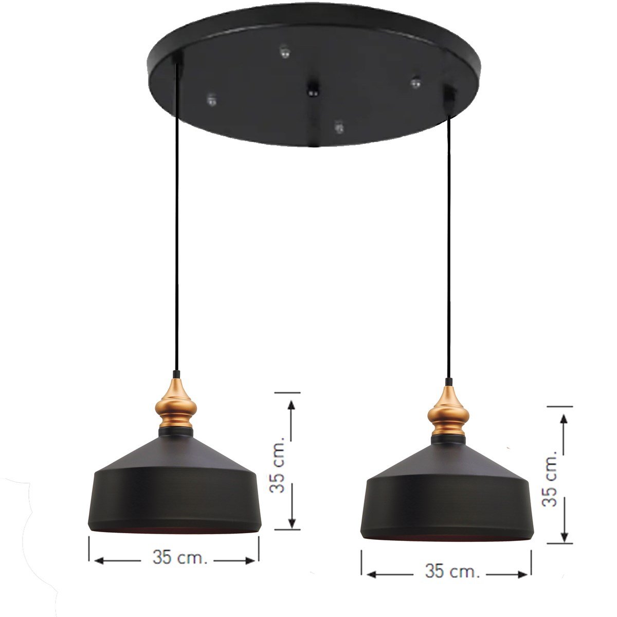 Bamyum İkili Köşeli Circle Siyah Avize