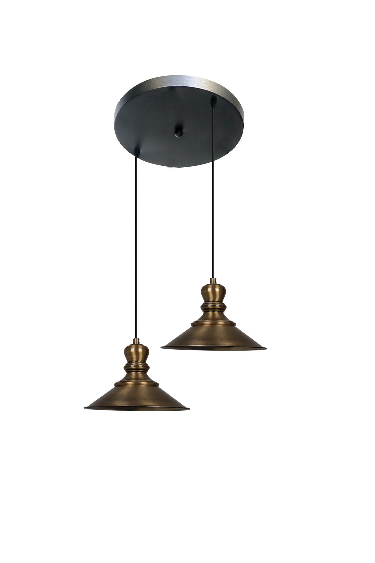 Bamyum İkili Nantes Circle Eskitme Rengi Metal Sarkıt Avize  Lamba Rustik Vintage Iç Mekan Ofis Cafe