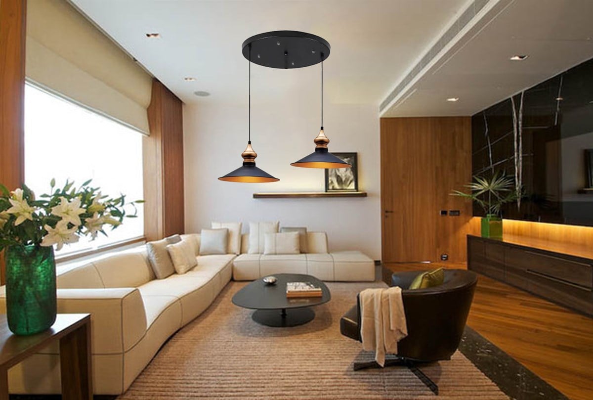 Bamyum İkili Salon Circle Siyah Avize