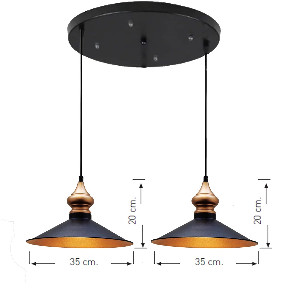 Bamyum İkili Salon Circle Siyah Avize