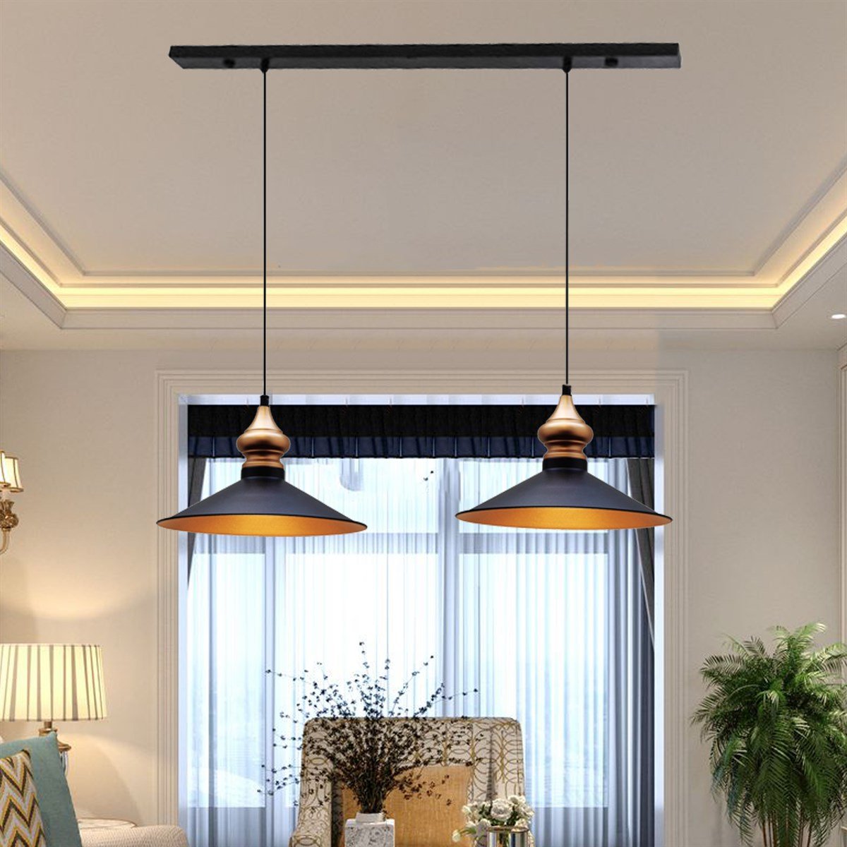 BMM3030XXXX01 Bamyum İkili Salon Siyah Avize - Bamyum.com
