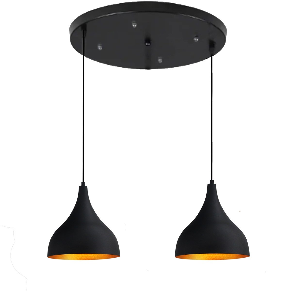 Bamyum İkili Uzun Circle Siyah Sarkıt Avize