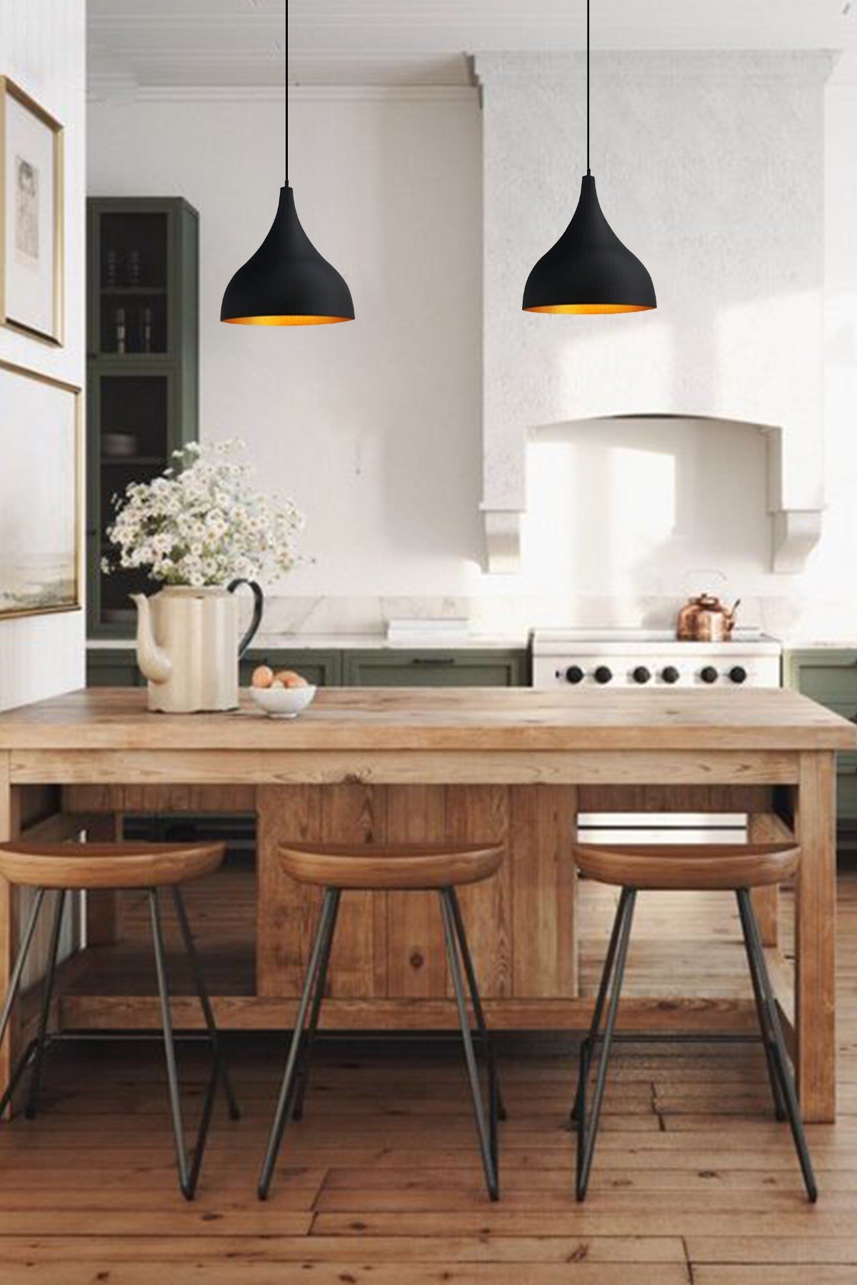 Bamyum İkili Uzun Siyah Sarkıt Avize