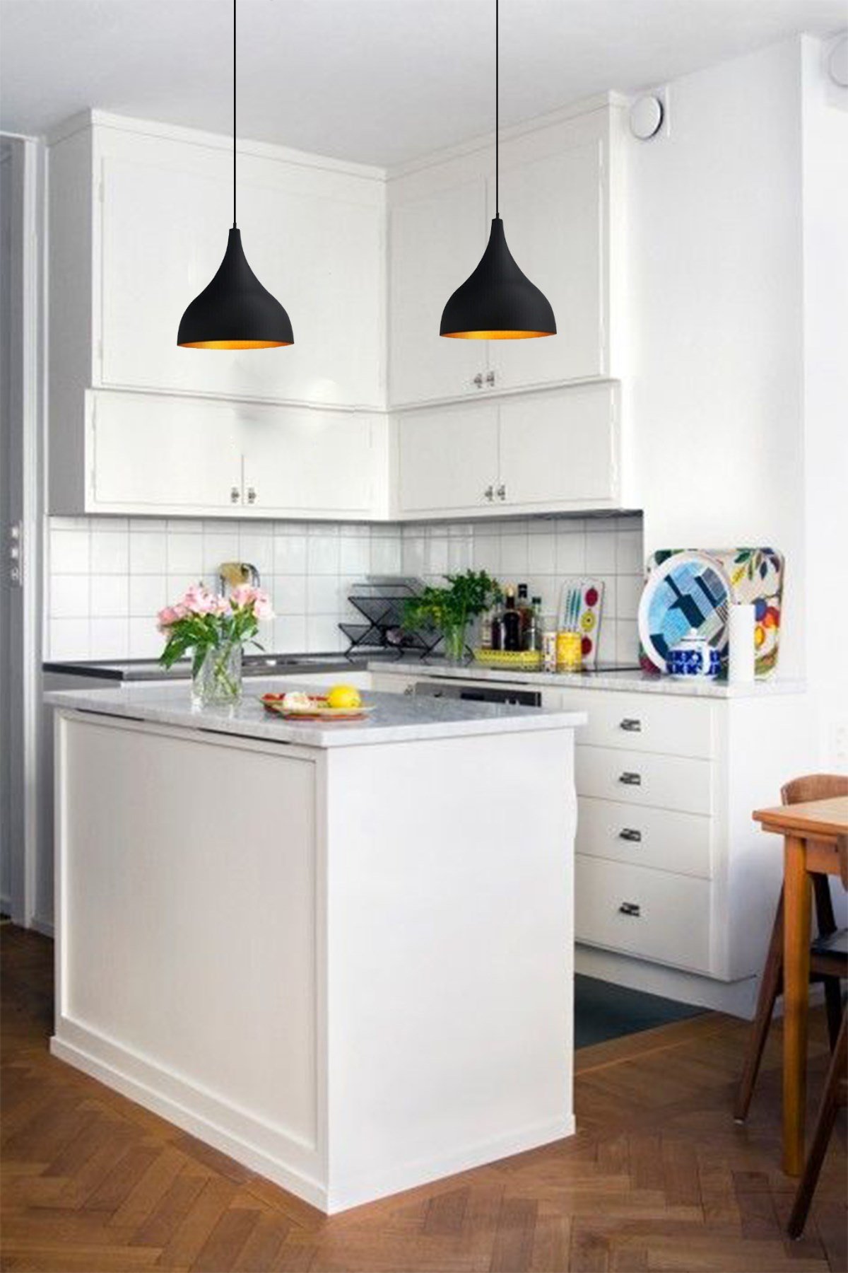 Bamyum İkili Uzun Siyah Sarkıt Avize