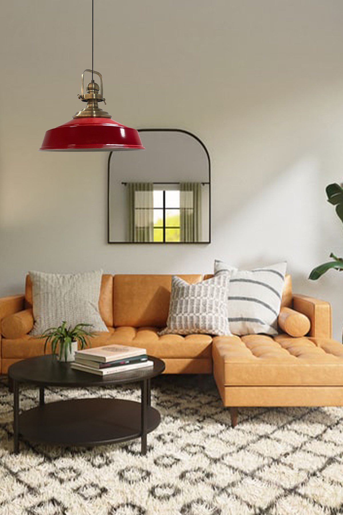 Bamyum Kırmızı Asaletli Tekli Avize Eskitme Başlık Retro Sarkıt Lamba Restoran Cafe Salon Avizeleri