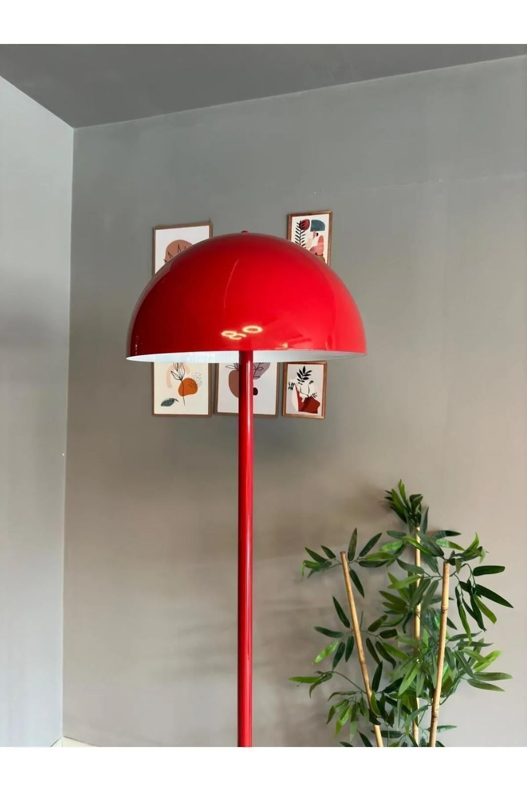 Bamyum Kırmızı Lambader Modern Dekoratif Metal Salon Hol Oturma Odası Çalışma Odası Zemin Lambası