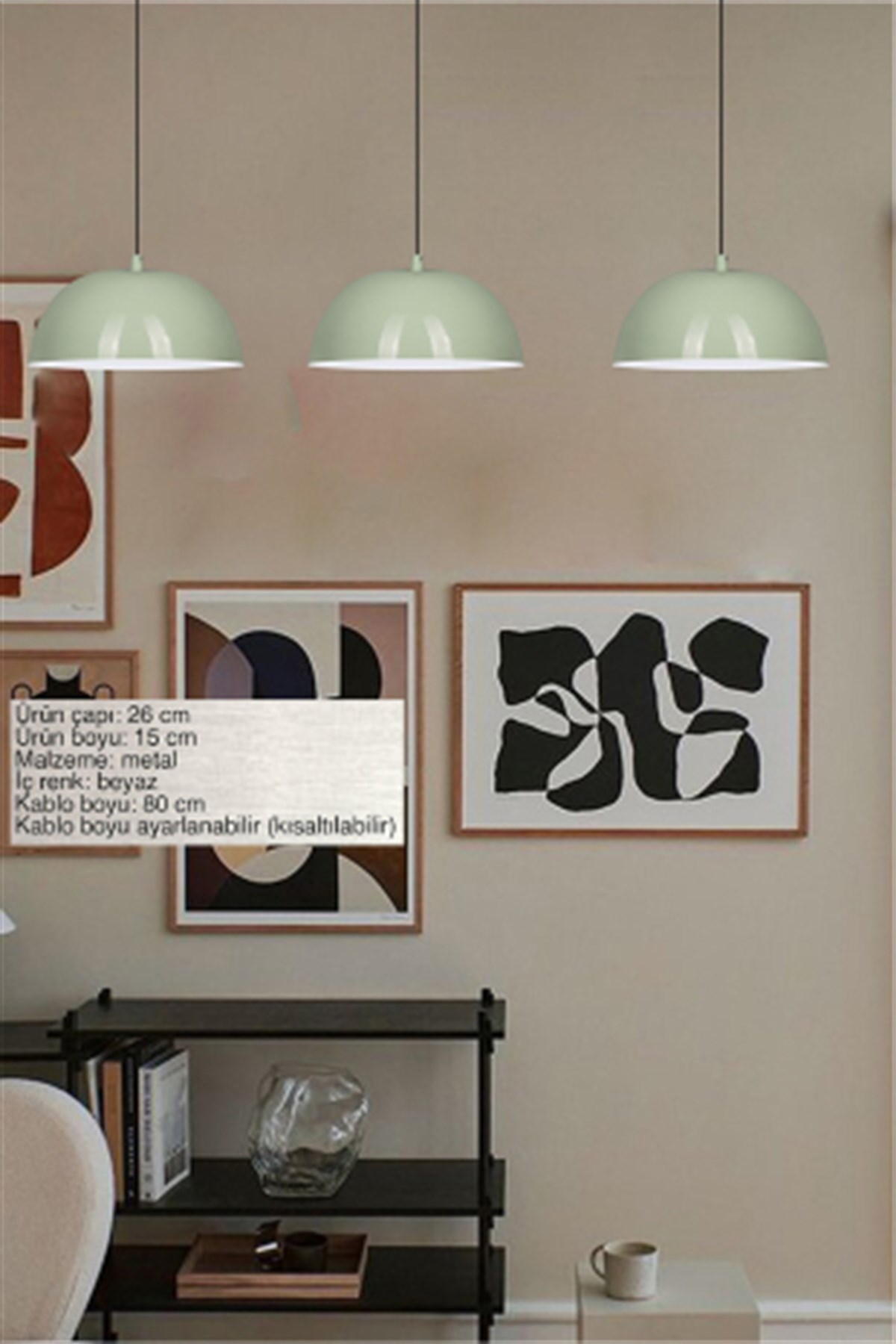 Bamyum Lipeo Mint Yeşili Avize Tekli Sarkıt Salon Mutfak Kuaför Cafe Lamba Dekoratif Aydınlatma Kreş