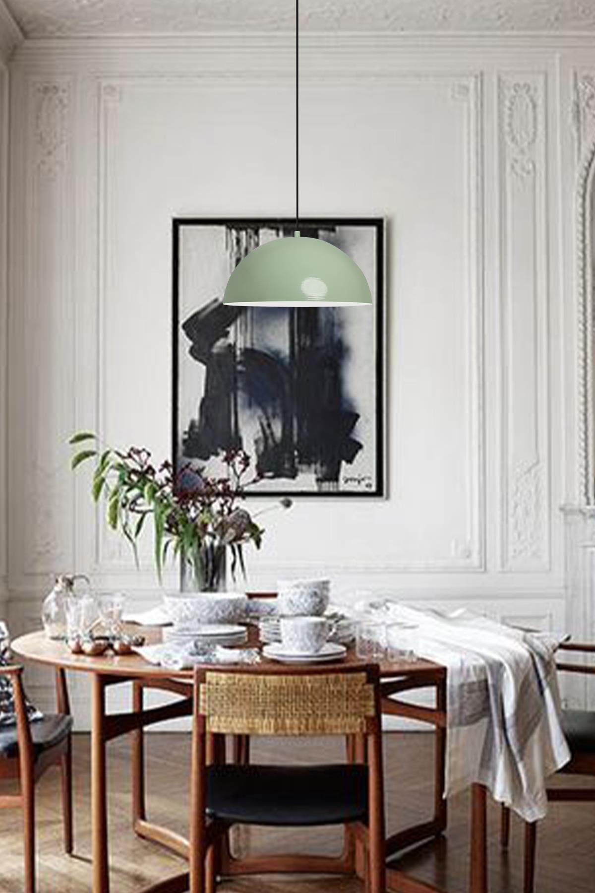 Bamyum Lipeo Mint Yeşili Avize Tekli Sarkıt Salon Mutfak Kuaför Cafe Lamba Dekoratif Aydınlatma Kreş