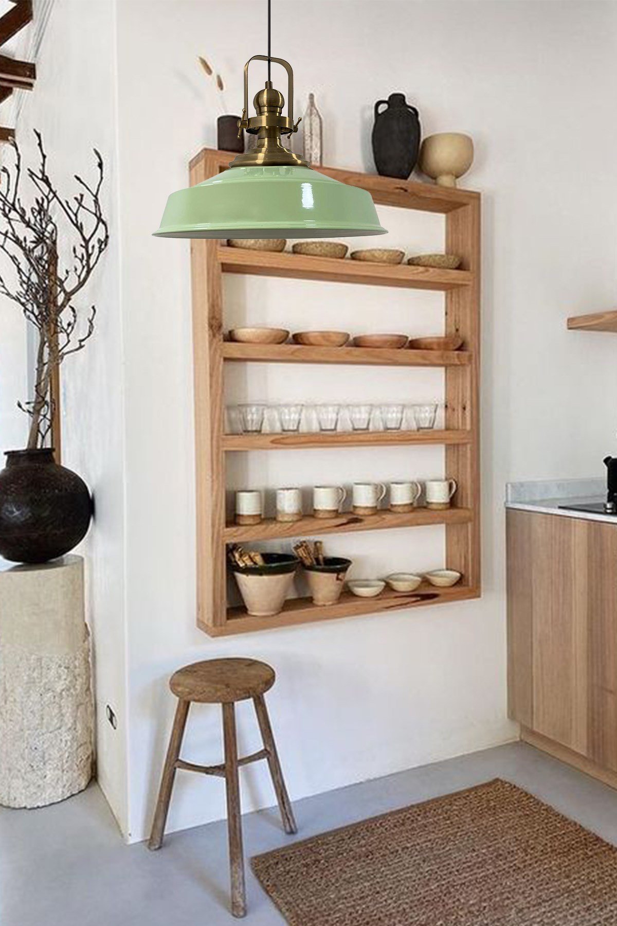 Bamyum Mint Asaletli Tekli Avize Eskitme Başlık Retro Sarkıt 