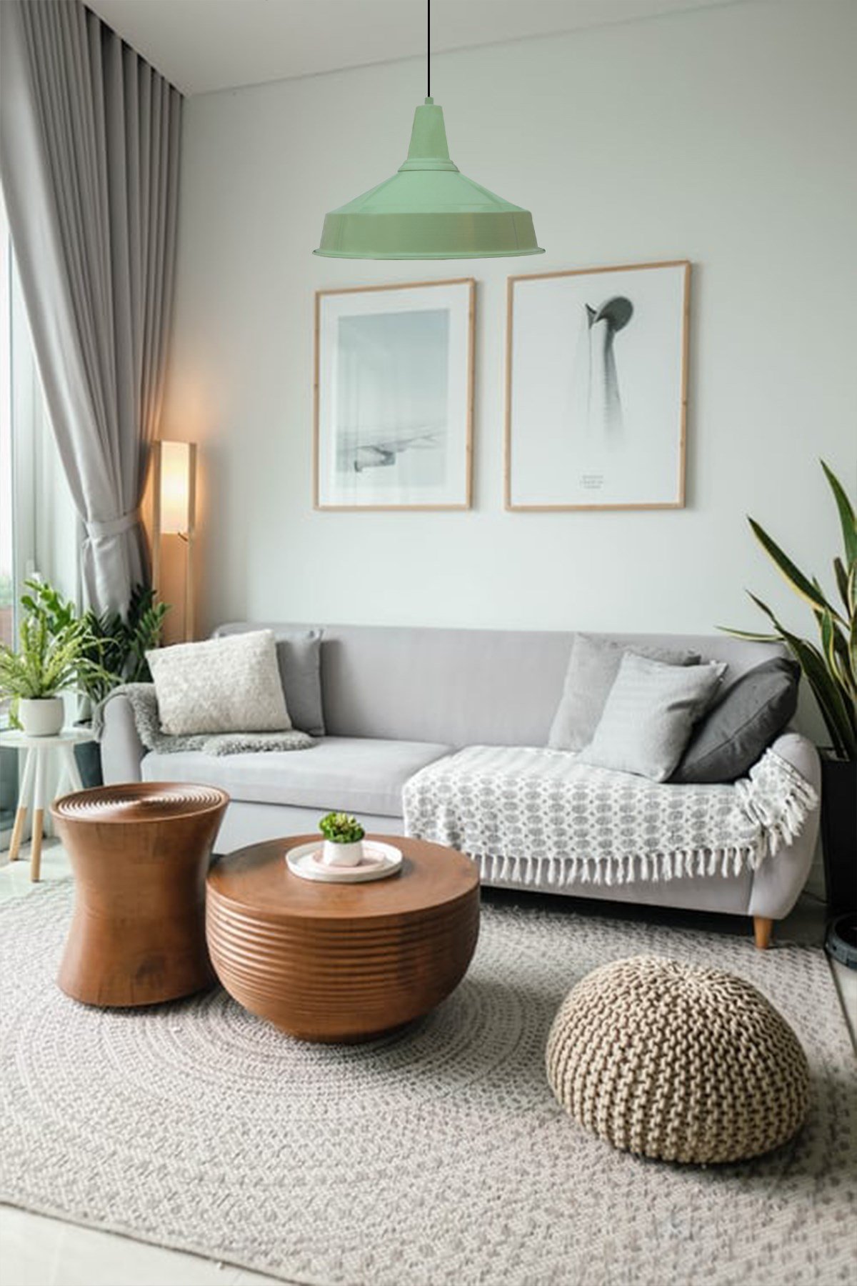 Bamyum Mint Yeşili Asaletli Retro Sarkıt Avize