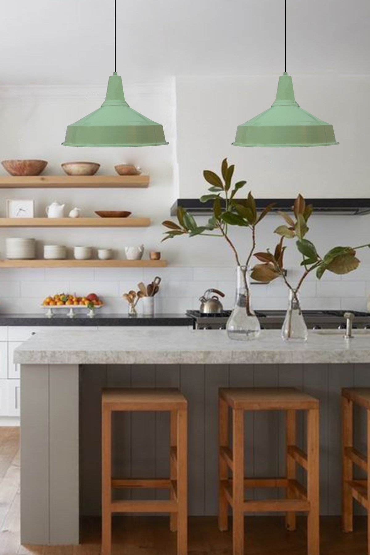 Bamyum Mint Yeşili Asaletli Retro Sarkıt Avize