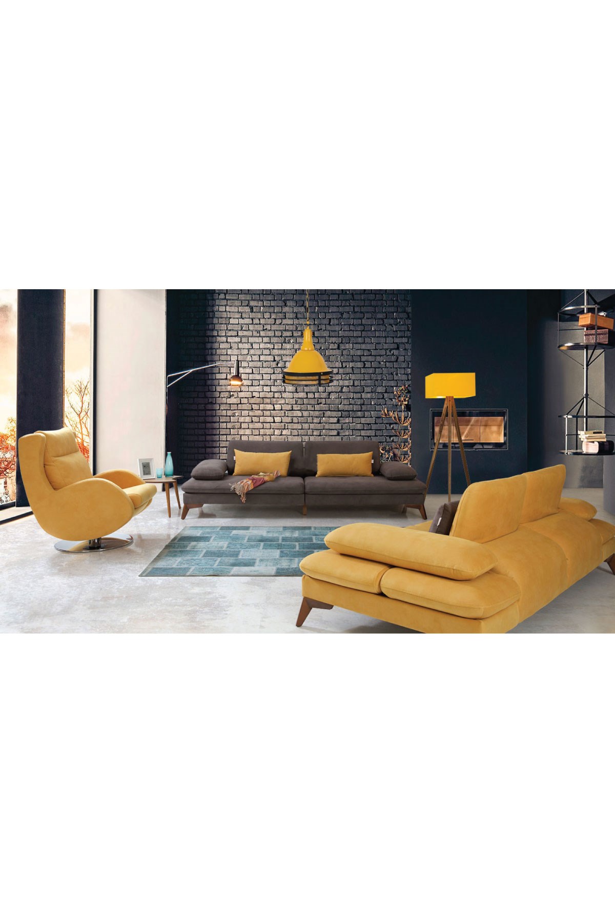 Bamyum Sarı Siyah Kafes Avize