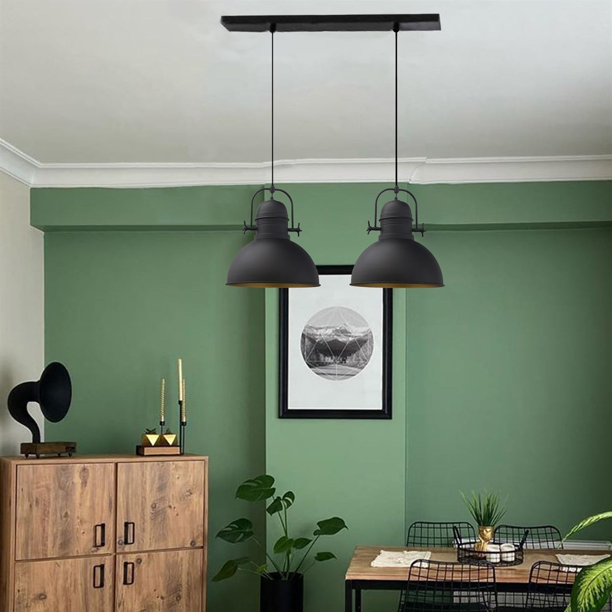 Bamyum Siyah Modern İkili Avize