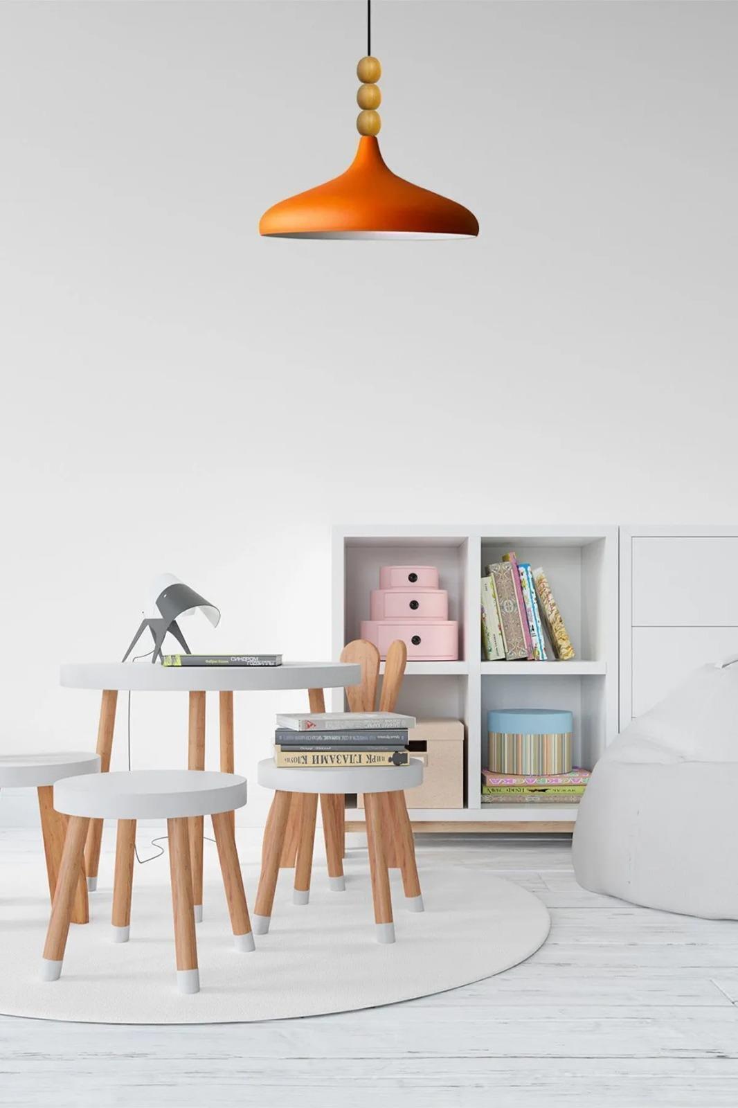 Bamyum Turuncu Champion Ahşap Boncuklu Tekli Avize Sarkıt Salon Mutfak  Cafe Butik Lamba Aydınlatma Avizeler