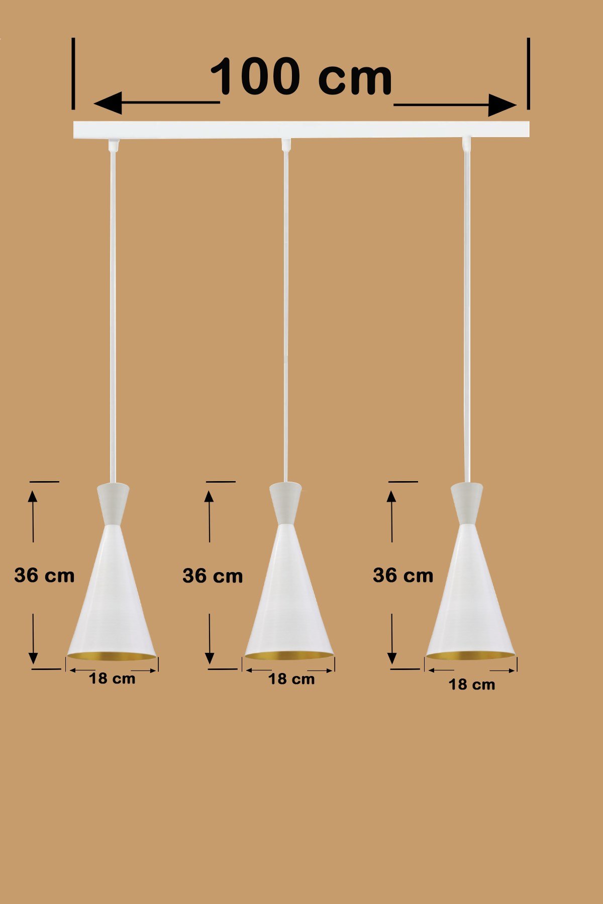 Bamyum Üçlü Beyaz İnce Avize