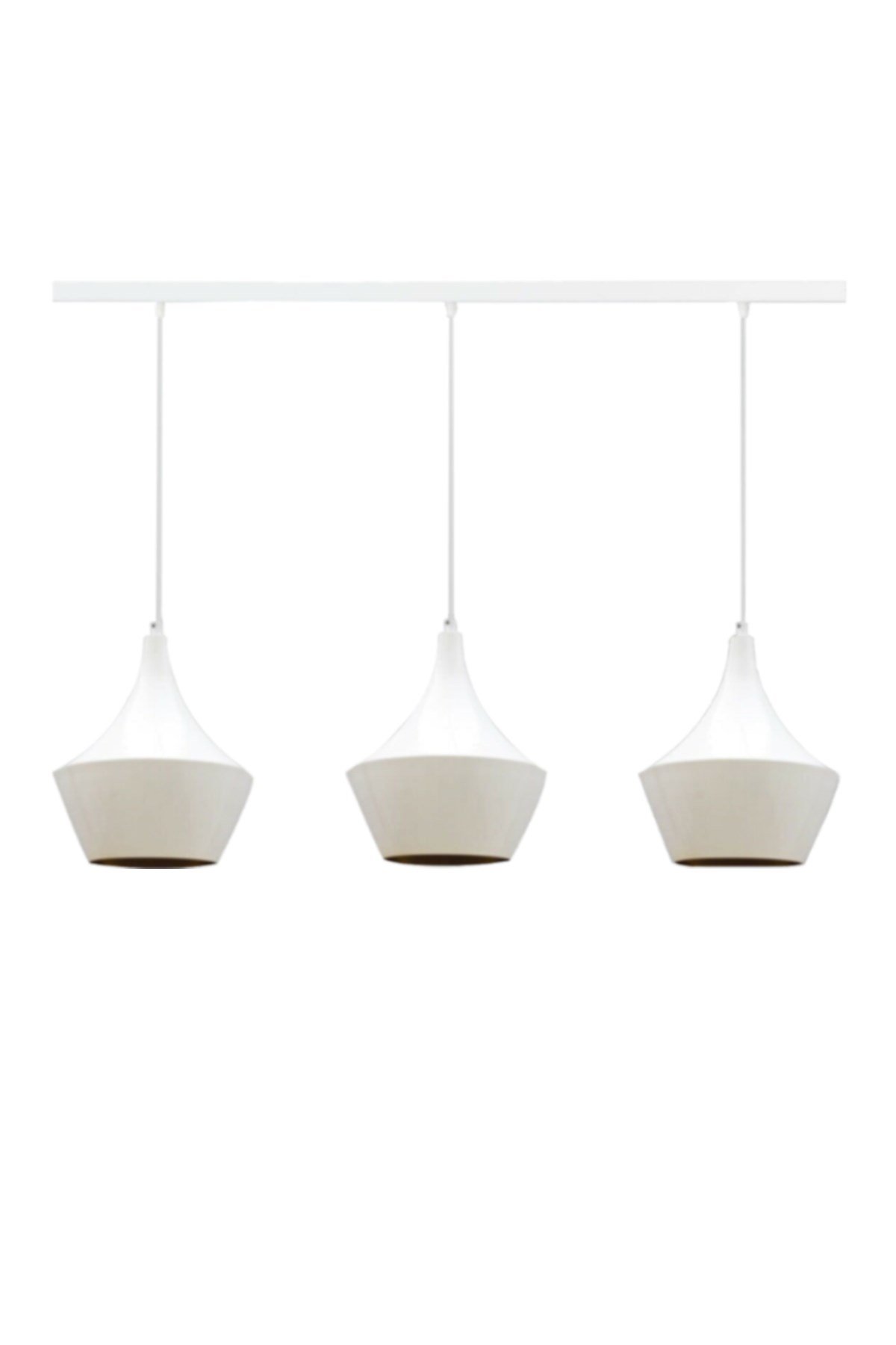 Bamyum Üçlü Bombeli Beyaz Sarkıt Avize