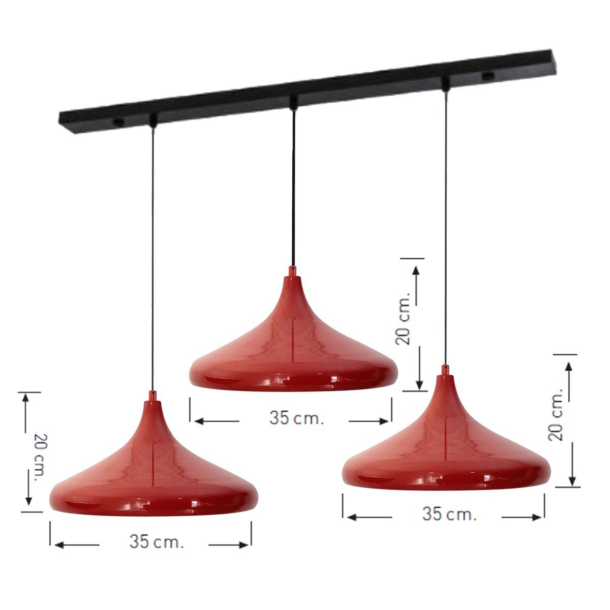Bamyum Üçlü Champion Kırmızı Avize