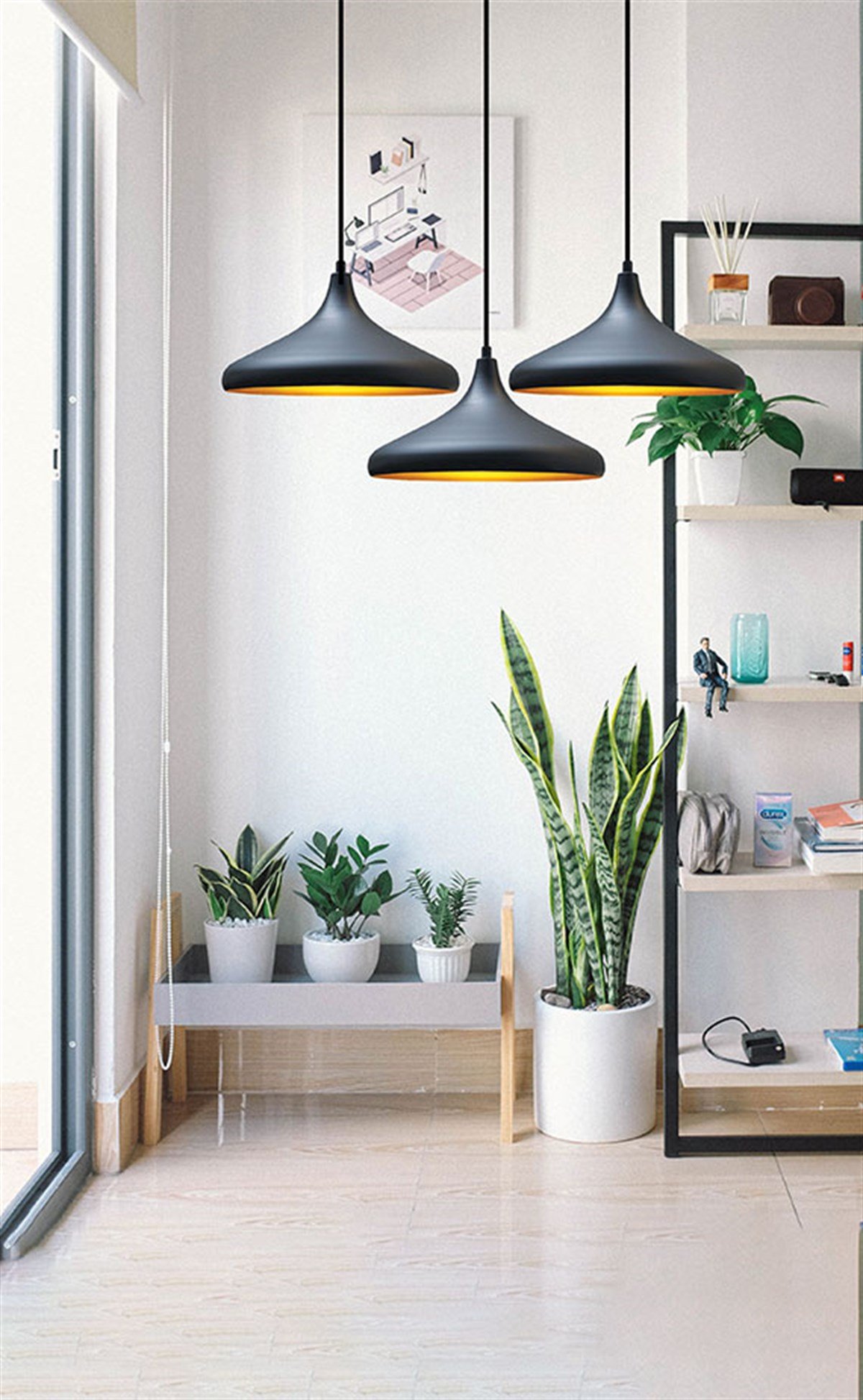 Bamyum Üçlü Champion Siyah Avize