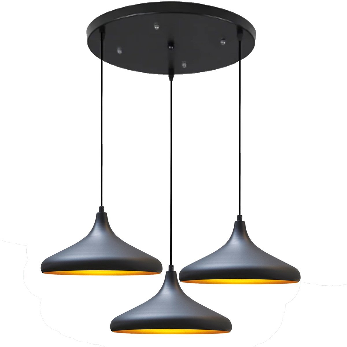 Bamyum Üçlü Champion Siyah Avize